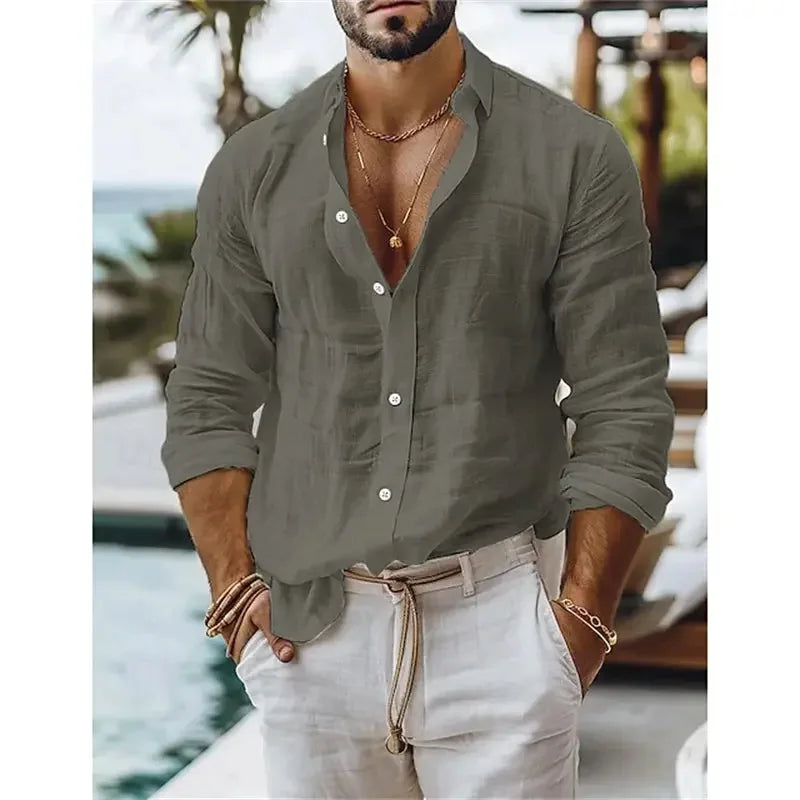 Men's Casual Linen Shirts - ShopHub