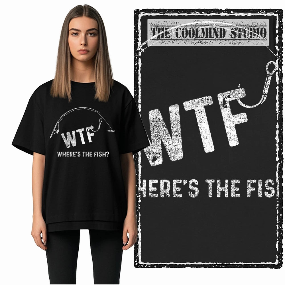 COOLMIND Z1018 Funny Fishing Graphic Cotton Tee