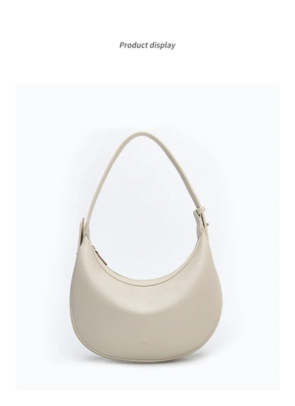 FOXER Women's Shoulder Bag PU Leather New Lady Crescent Underarm Bag Fashion Minimalist Crossbody Bag for Daily Casual Outfit