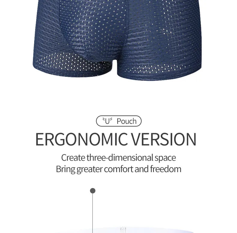 MiiOW Ice Silk Men Underwear - 3Pcs Sexy Mesh Breathable Boxer Shorts