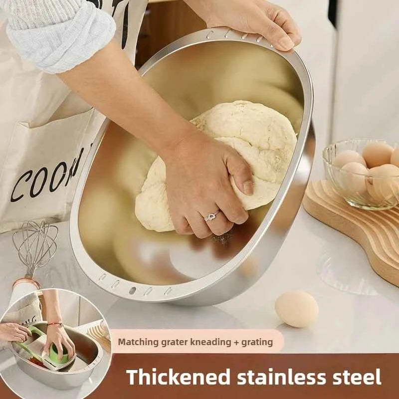 Stainless Steel Mixing Bowl | Food-Grade Heavy Duty for Dough Kneading&Vegetables | Multi-Use Dishwasher Safe Home Commercial