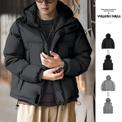 Maden Men's Winter Detachable Sleeves Down Jacket – Two Jackets in One