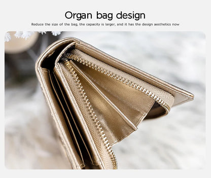 FOXER Split Leather Women's Long Wallet in Gold