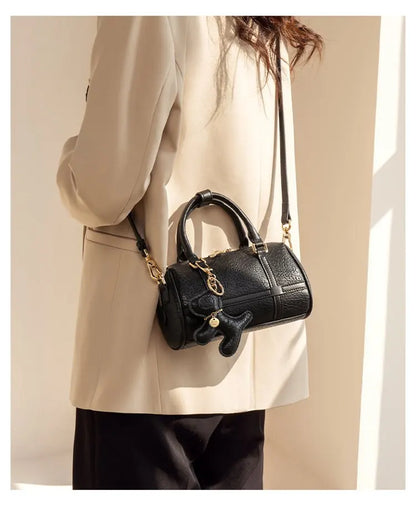 FOXER 2026 New Women's Handbag Fashion Barrel Bag Textured Cowhide Leather Lady Crossbody Bag Casual Commuter Shoulder Purse