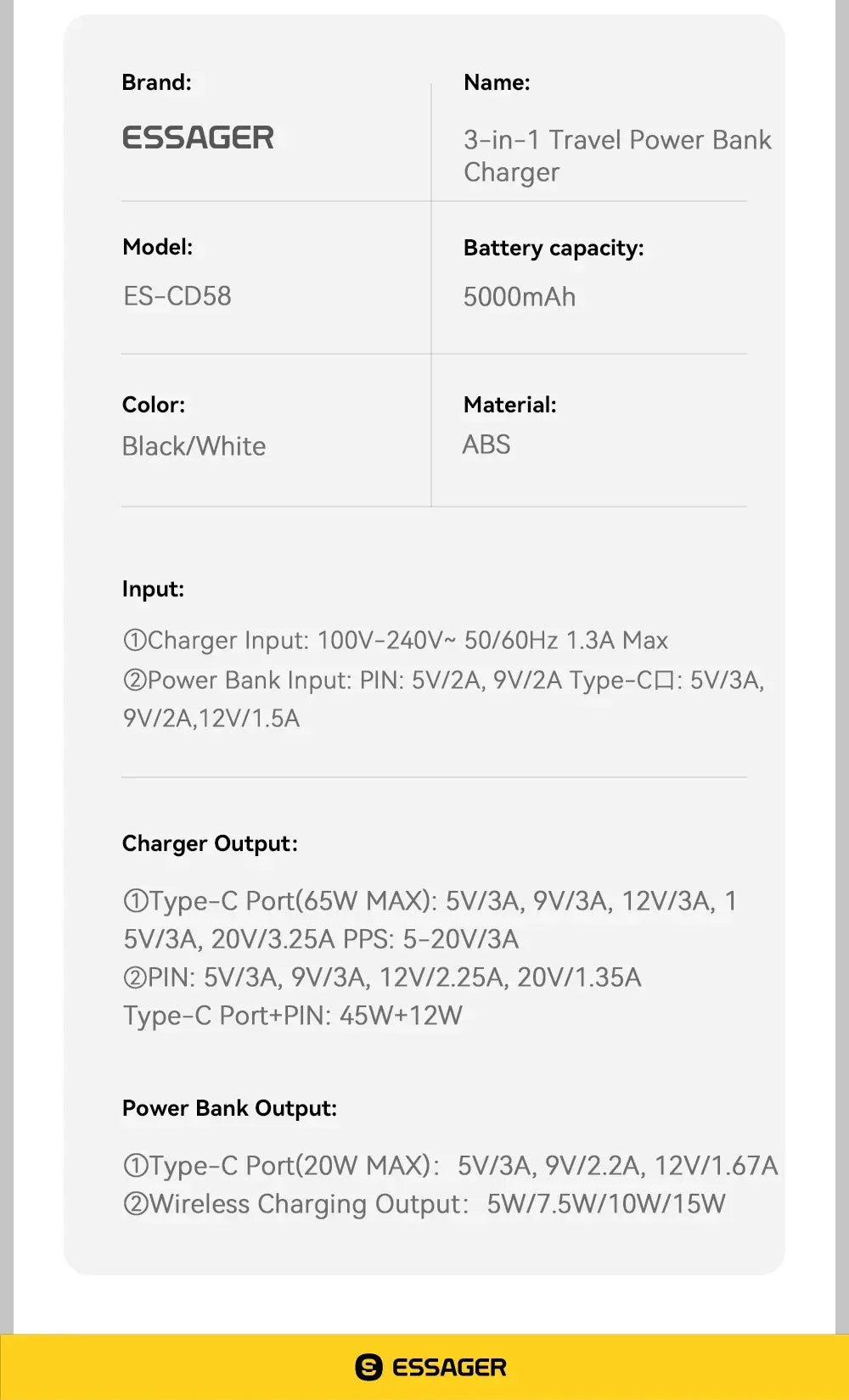 【NEW】Essager 3-in-1 Magnetic 65W GaN Charger and Wireless Power Bank - ShopHub