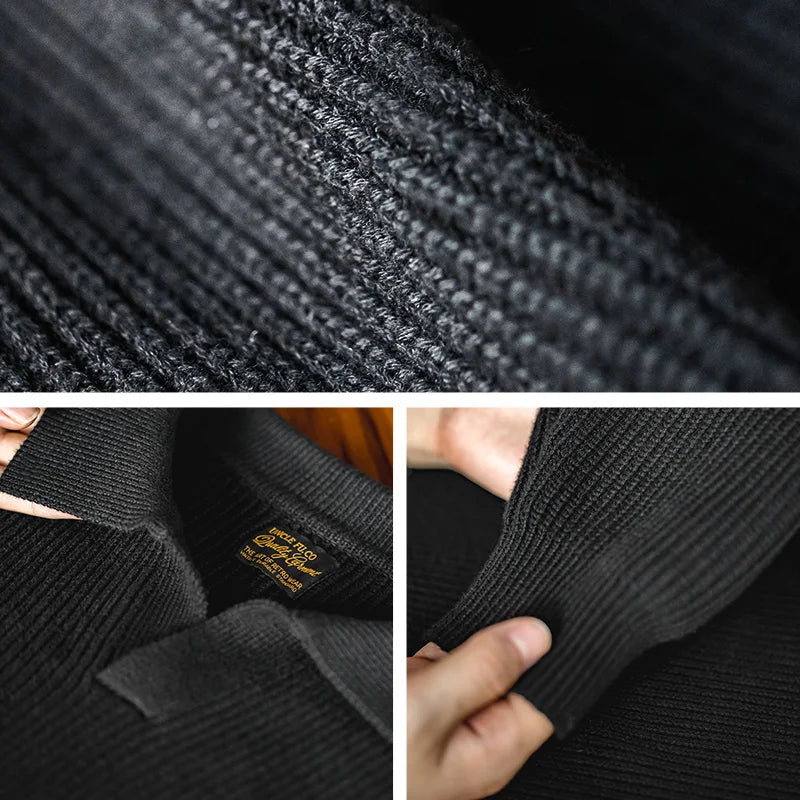 MADEN Black Cotton-Blend Knit Pullover