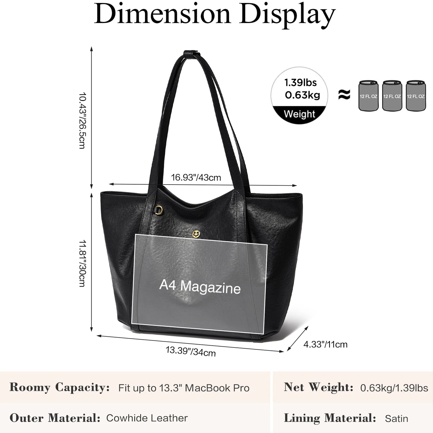 FOXER Women's Cow Leather Tote Shoulder Bag