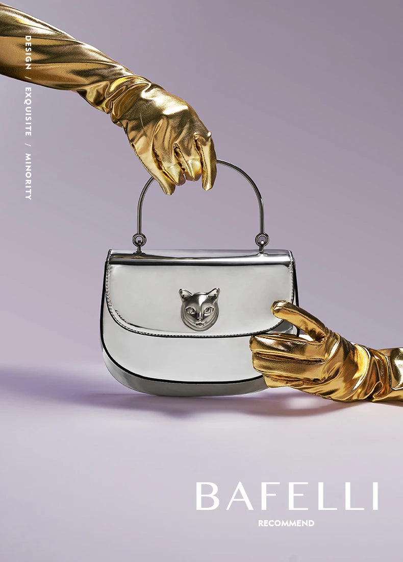 BAFELLI 2026 NEW WOMEN'S HANDBAG CAT EVENING PURSE LUXURY BRAND DESIGNER STYLE FASHION CASUAL CROSSBODAY LEATHER STYLISH