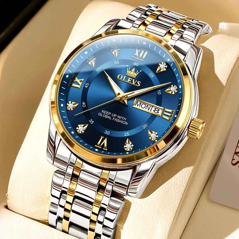 OLEVS 5513X Watch - Original Quartz Waterproof Luminous Watch with Zircon Scale, Perfect Gift for Men & Women in a Beautiful Box