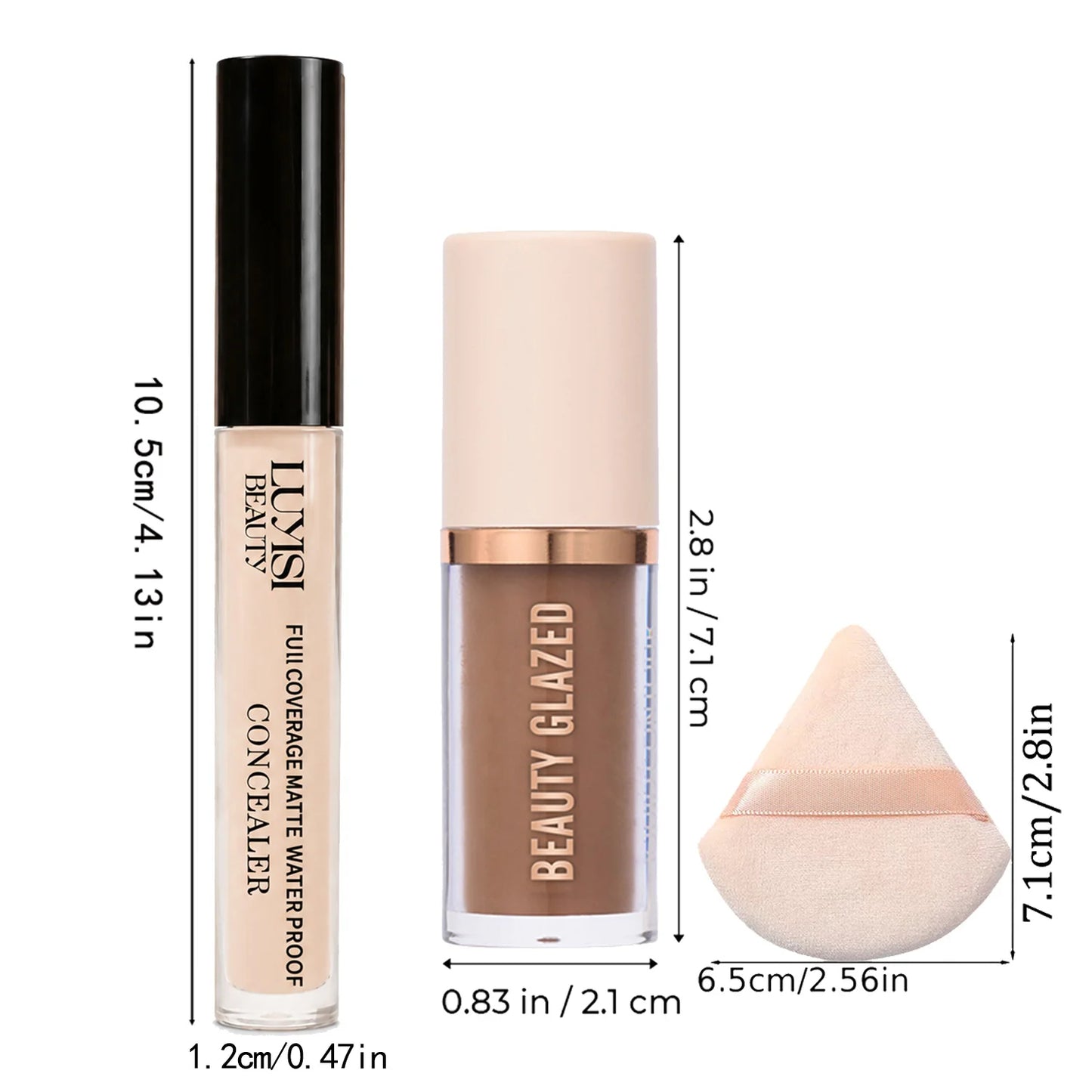 3pcs/Set Concealer + Contour Powder + Blending Puff