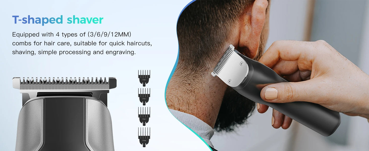 Kensen S30 Cordless Hair Clipper 4 in 1 Barber Grooming Kit with LED Display for Men - Rechargeable Beard and Nose Trimmer