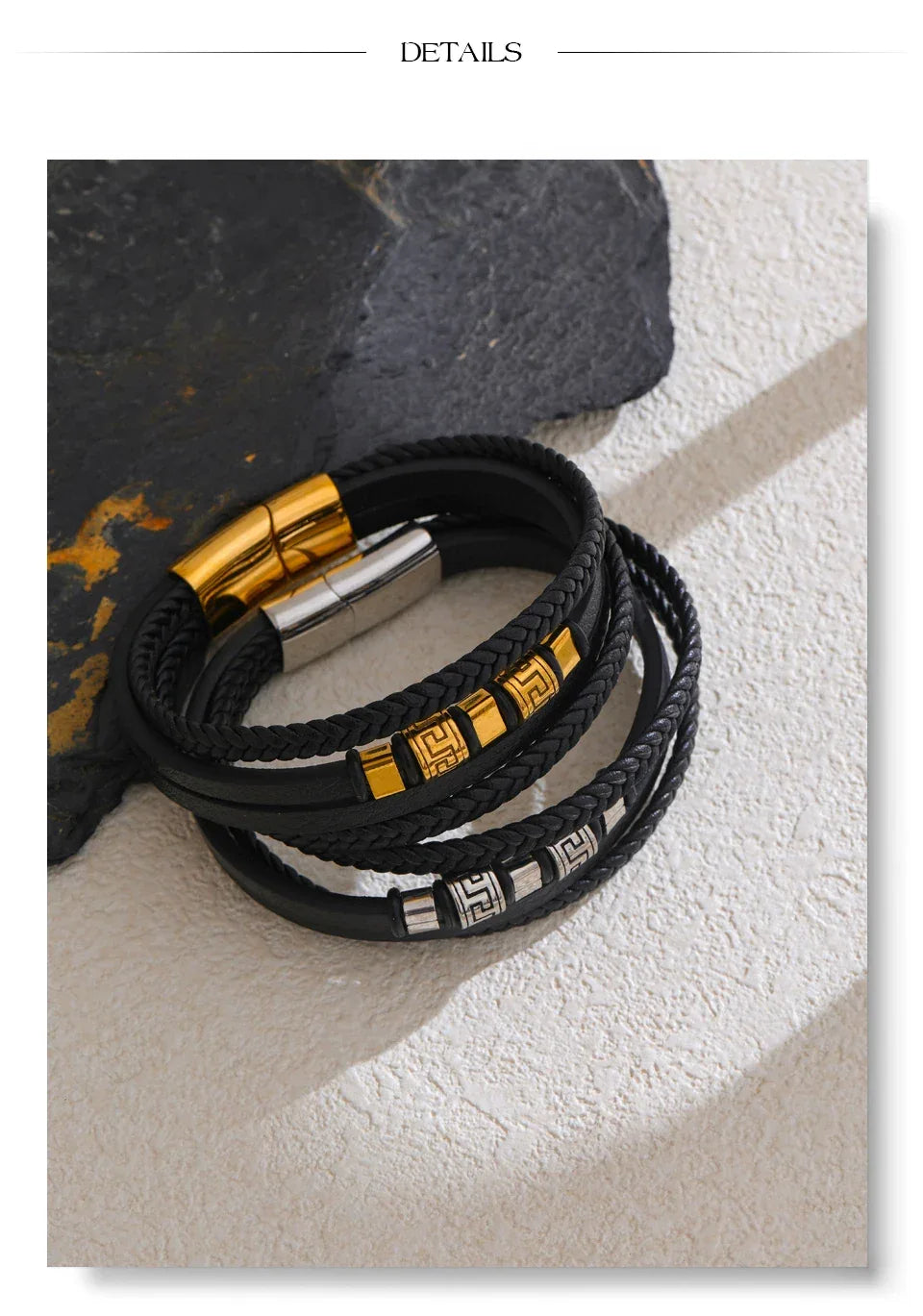 68mm Leather Braided Handmade Layered Men's Bracelet Bangle - ShopHub