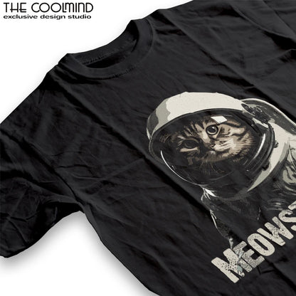 COOLMIND U0012 Astronaut Cat Graphic Cotton Tee