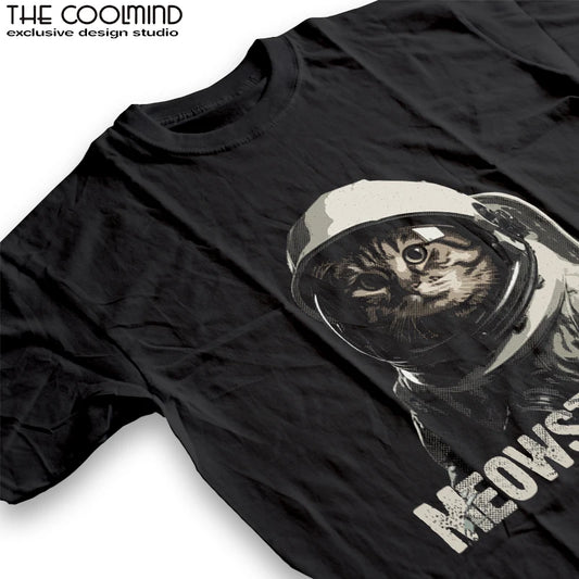 COOLMIND U0012 Astronaut Cat Graphic Cotton Tee