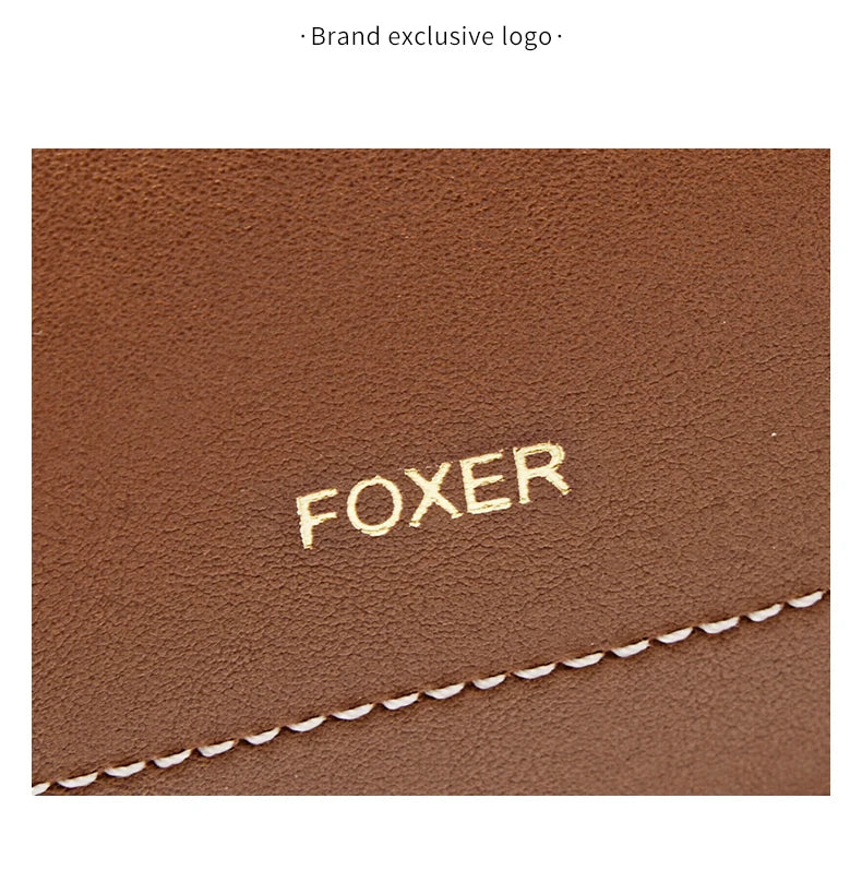 FOXER New Large Capaci Women's Handbag PU Leather Simple Retro Single Underarm Bag for Female Casual Commuting Pillow Bag Purse