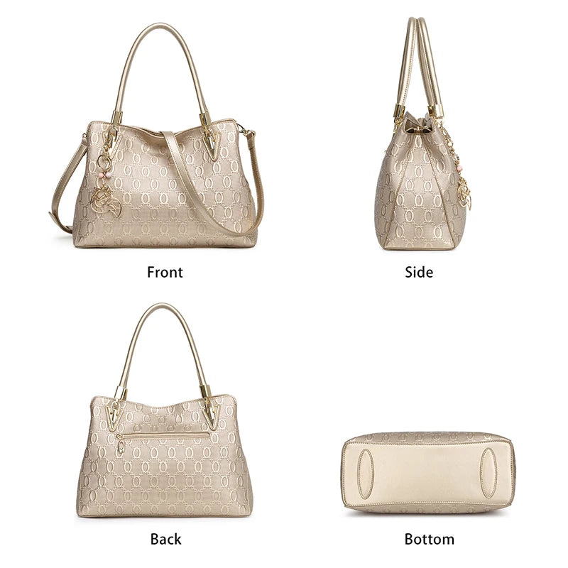FOXER Elegant Mom Bag — Premium Split Leather Tote for Work & Daily Wear