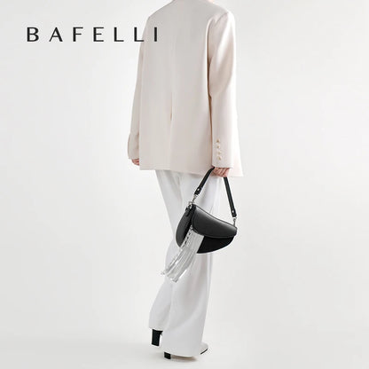 BAFELLI Tassel Genuine Leather Saddle Bag