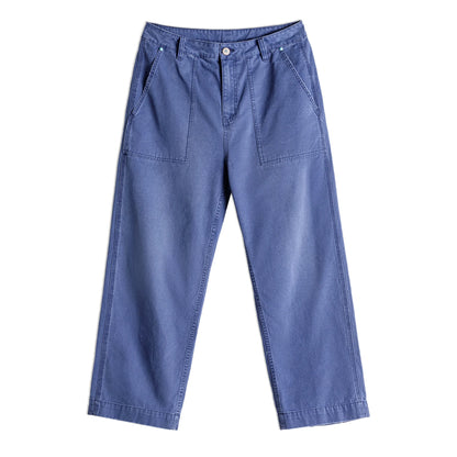 Maden Men‘s Vintage Washed Denim Jeans Blue Cotton Canvas Workwear Zipper Pants Loose Fit Casual Trousers for Spring and Autum