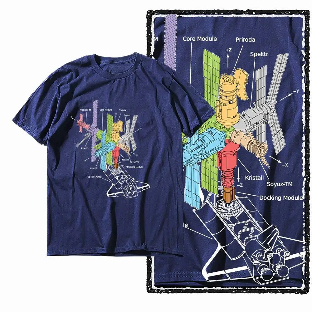 G44 NAVY Cotton Men's Cool Space Graphic T-shirt | Streetwear Big Size O-neck Men's Tee Tshirt