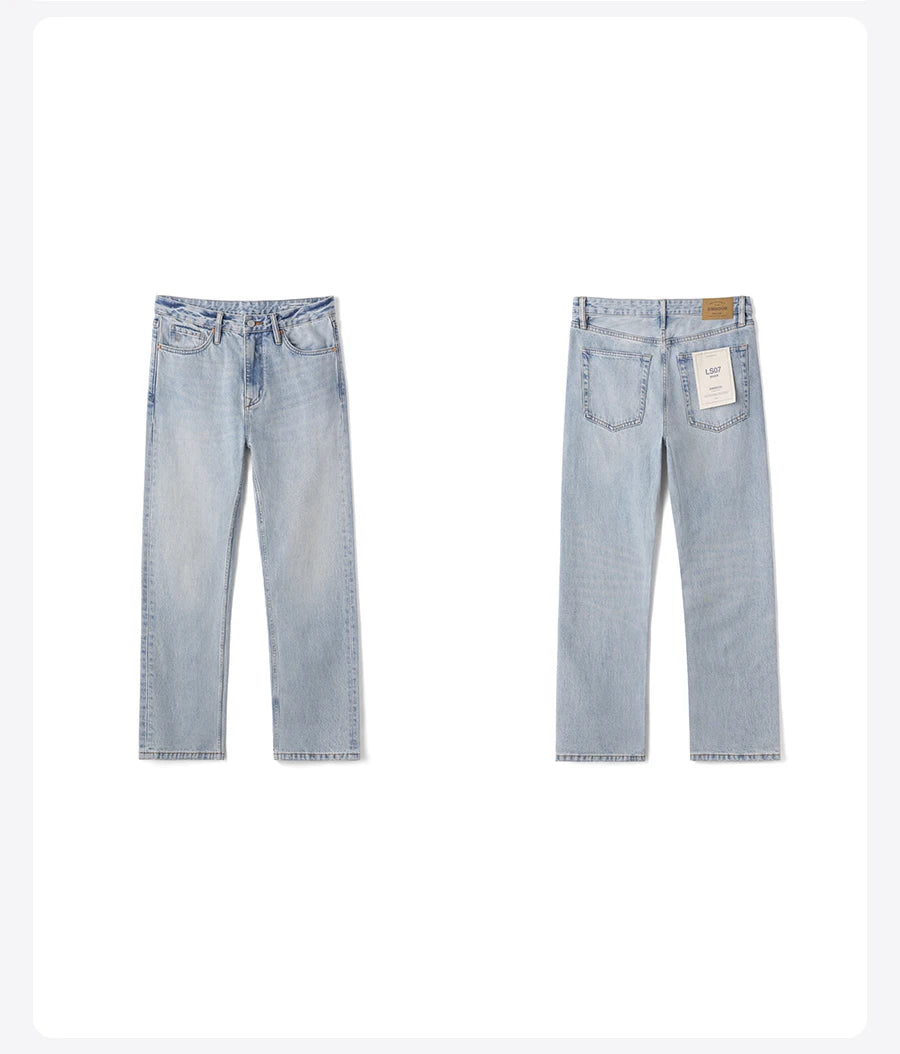 SIMWOOD 2026 Autumn New Loose Straight 13.5oz  100% Cotton Washed Vintage Jeans Men Plus Size Denim Trousers