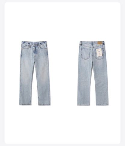SIMWOOD 2026 Autumn New Loose Straight 13.5oz  100% Cotton Washed Vintage Jeans Men Plus Size Denim Trousers