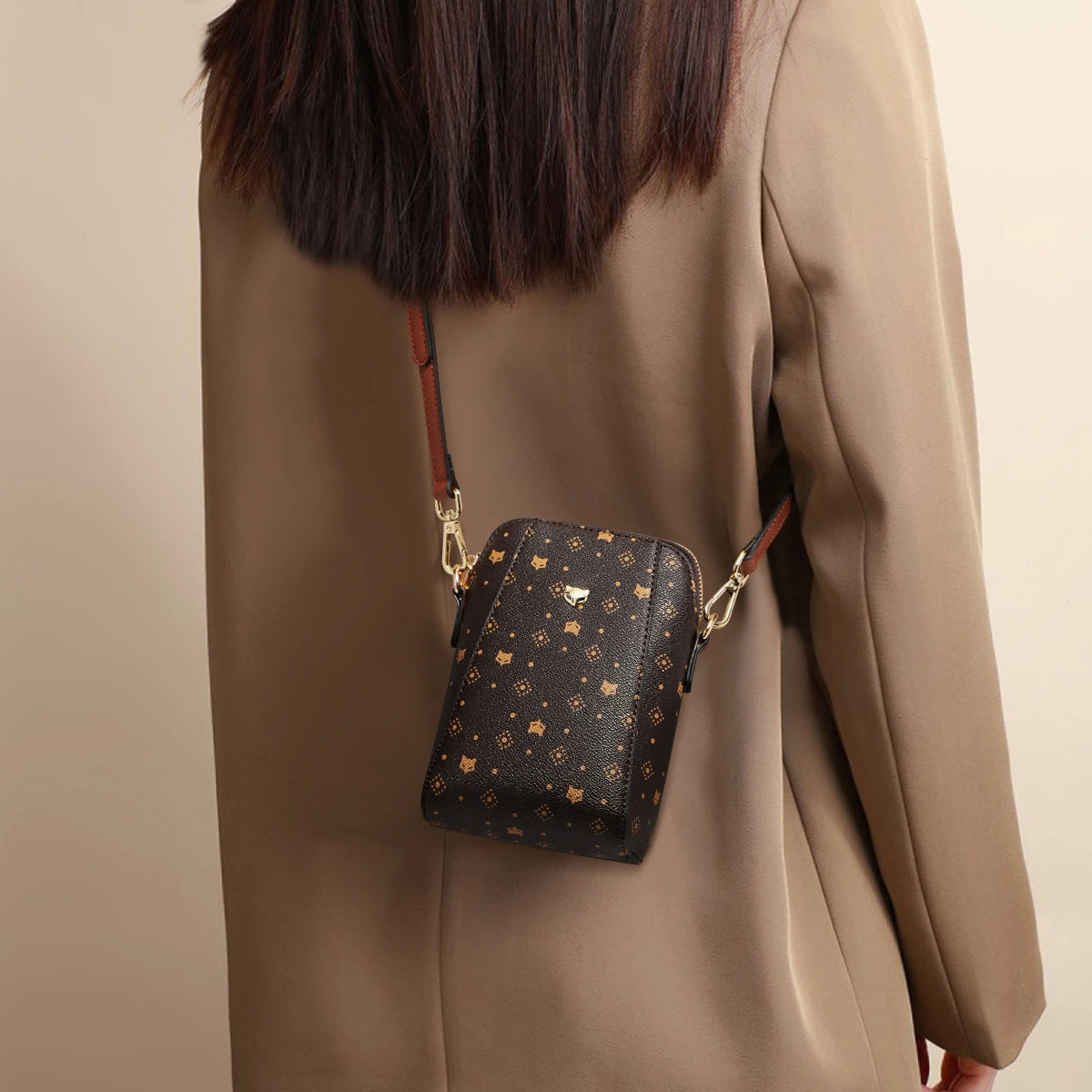 FOXER PVC Women's Cellphone Bag Fashion Signature Shoulder Bag 2026 New Lady Mini Crossbody Purse