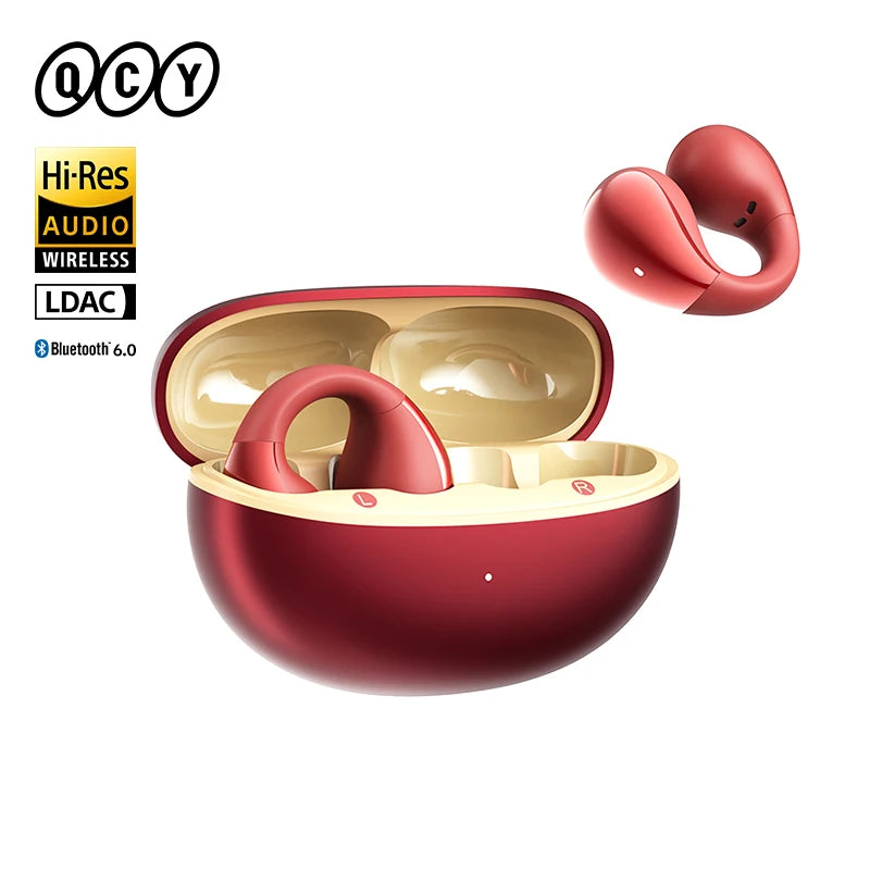 QCY Crossky C30S Wireless Earphones - Hi-Res LDAC Open Ear Clip-On Bluetooth 6.0 Sports Headphones with 40H Battery Life