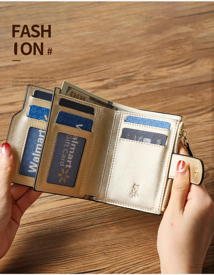 FOXER Cowhide Leather Women's Short Wallet