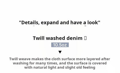 Maden Men's Vintage 10.5oz Washed Denim Jeans Loose Fit Cargo Pocket Workwear Pants Casual Blue Trousers for Spring and Autumn
