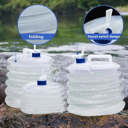 Portable Foldable Water Bag 5/10/15L, Kitchen Tools & Accessories, Collapsible Outdoor Container for Camping, Hiking, Picnic