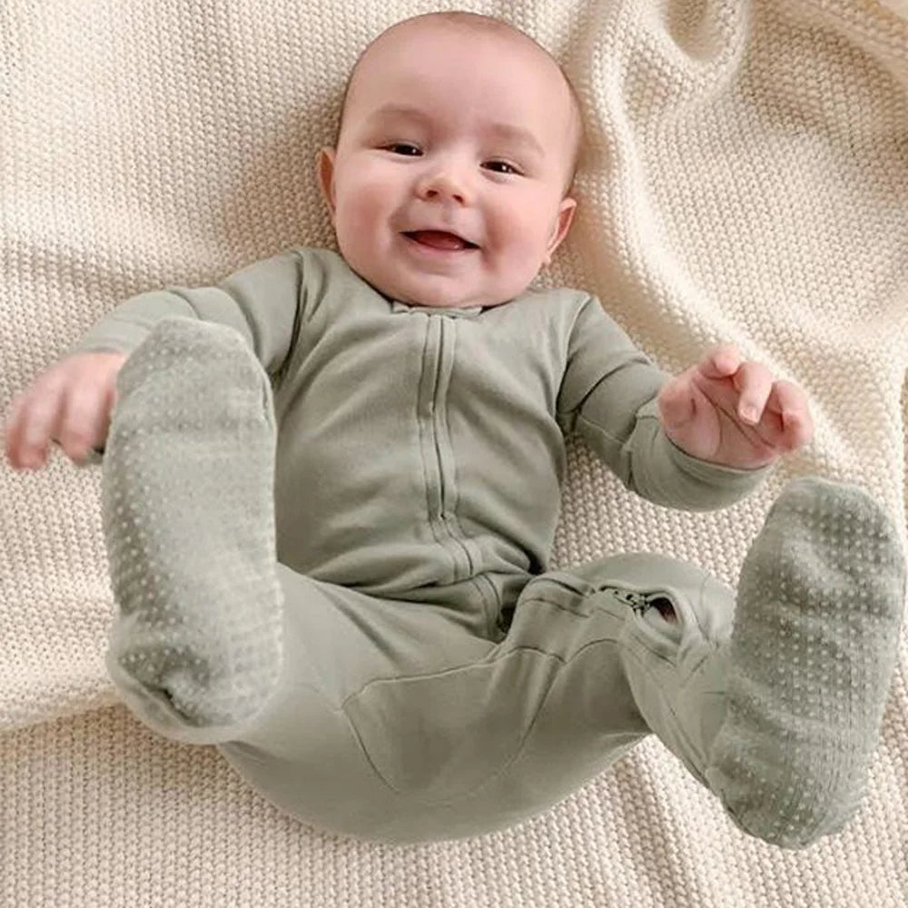 Kids Tales Quiet Days Bamboo-Blend Zip Baby Romper