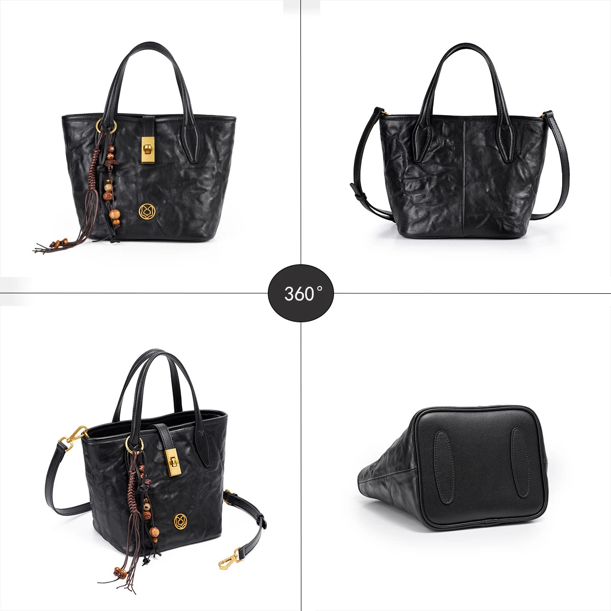 FOXER Vintage Wrinkle Leather Tote Bag