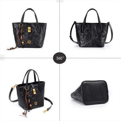 FOXER Vintage Wrinkle Leather Tote Bag