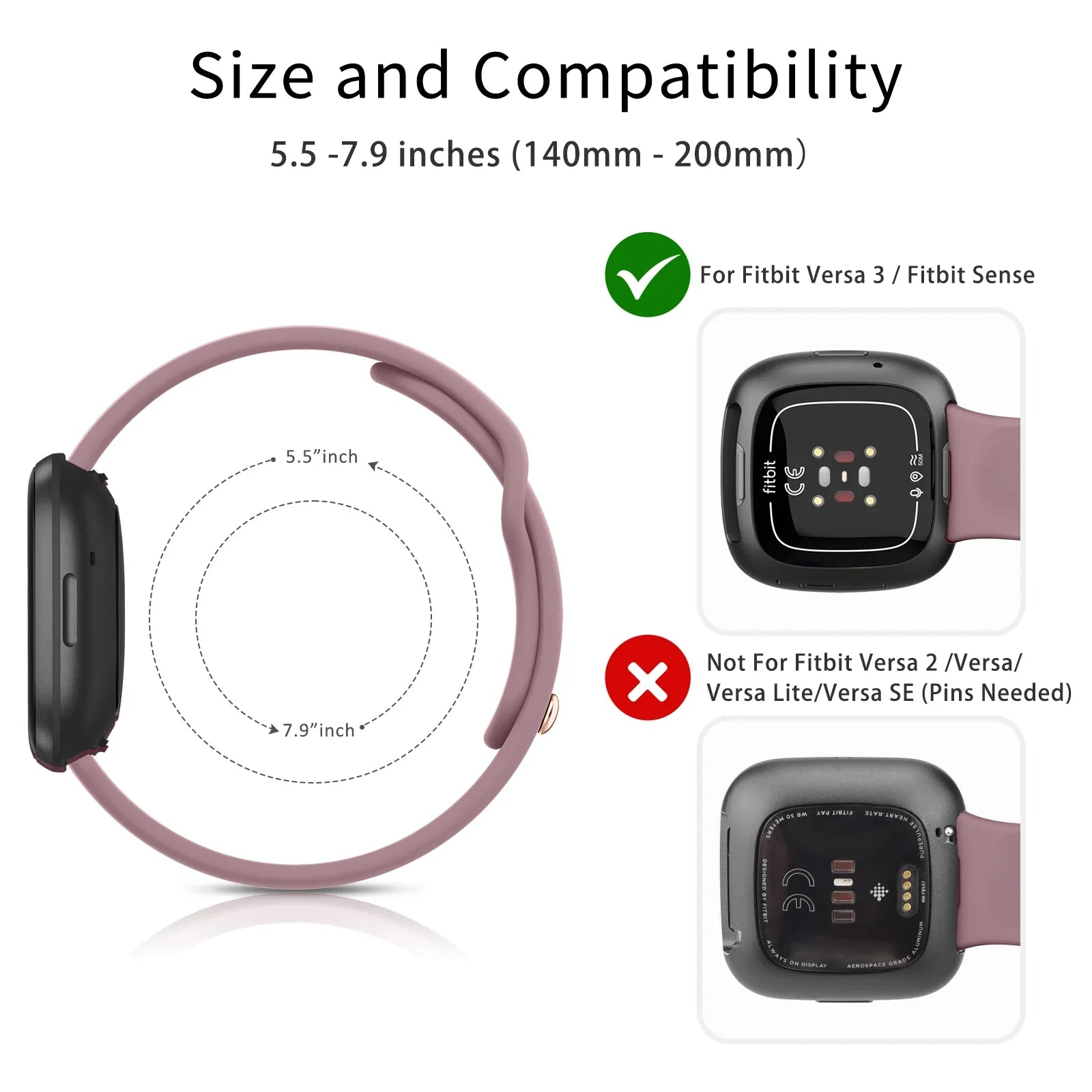 Silicone Watch Band for Fitbit Versa 2 (available in 17 colours) Habicare