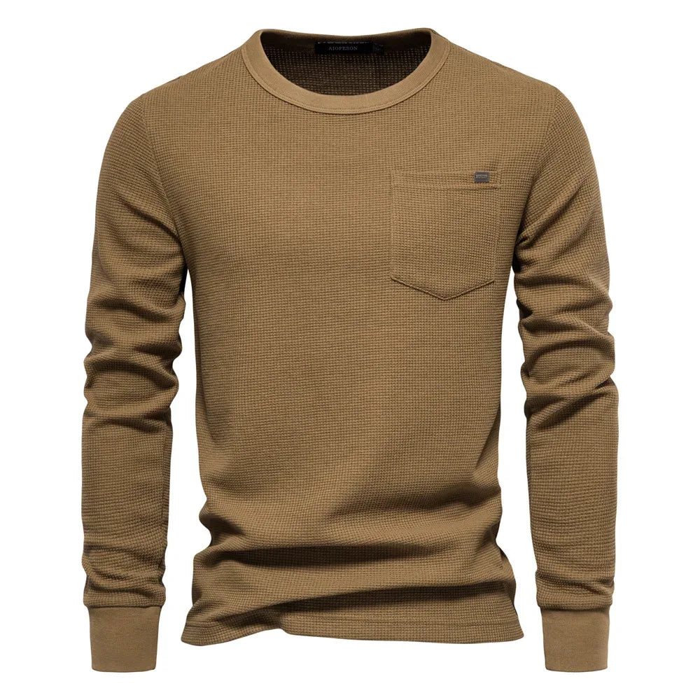 AIOPESON Men's Waffle Cotton Long Sleeve Shirts - ShopHub