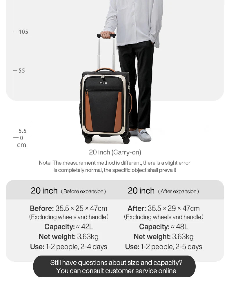 Mixi Compact 20-inch Carry-on Suitcase