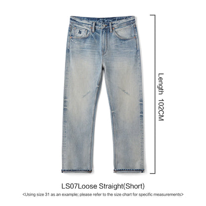 SIMWOOD High Standard 2026 Autumn New Loose Straight 14.3oz Selvedge Denim Jeans Men's Retro Washed Ripped Pants Vintage Trouser