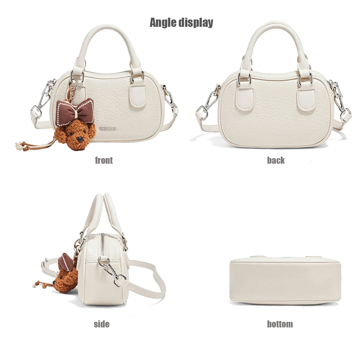 FOXER White Cowhide Leather Women's Shoulder Bag