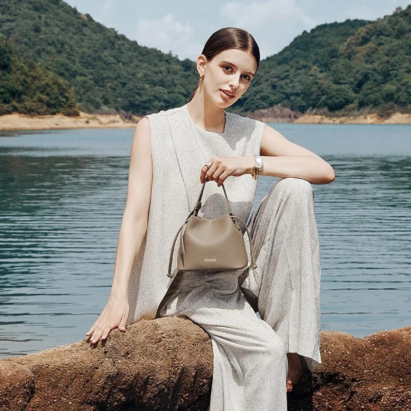FOXER Brand Women's Top-handle Bucket Bag  2026 New Trendy Hot Selling Fashion Versatile Female Shoulder Crossbody Bag Purse