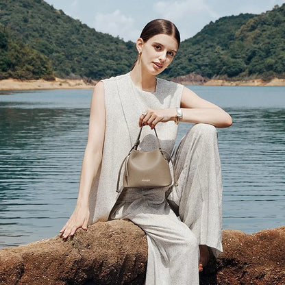 FOXER Brand Women's Top-handle Bucket Bag  2026 New Trendy Hot Selling Fashion Versatile Female Shoulder Crossbody Bag Purse