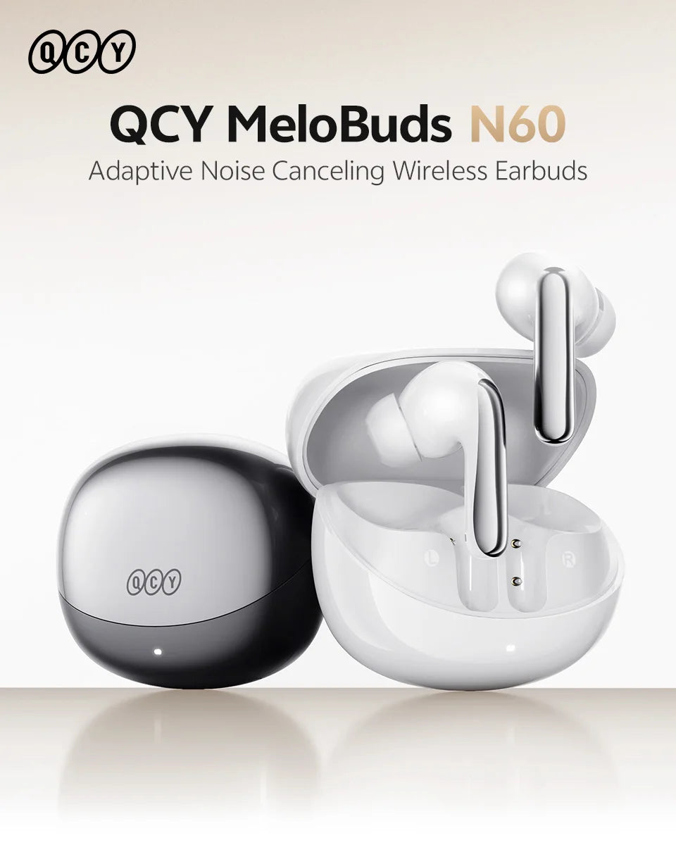 QCY MeloBuds N60 Wireless Earphone - Bluetooth 6.0, Bass Boost, Hi-Res Audio, Hybrid ANC, 45Hrs Playback - ShopHub