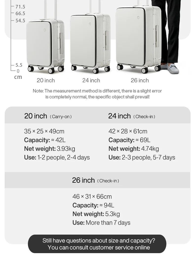 Mixi Aluminum Frame Rolling Luggage
