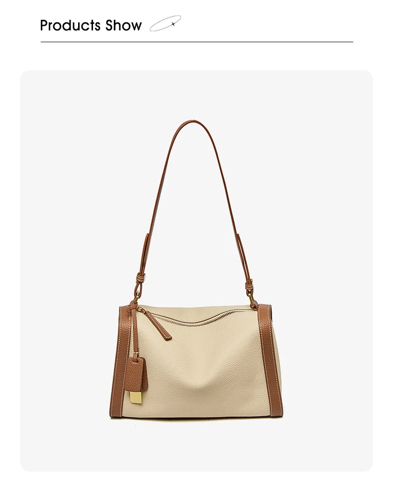 Women's Cowhide Leather Shoulder Bag Vintage Soft Messenger Handbag Fashion Crossbody Bags Female Underarm Bag DF900083S