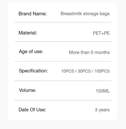 Dr.Isla Breast Milk Storage Bags — 100 Piece, 150ml Capacity