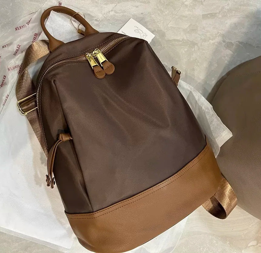New Oxford &Leather Female Aesthetic Backpack School Bags Luxury Designer for Girls Women Backpacks Travel Light Weight - SC1708