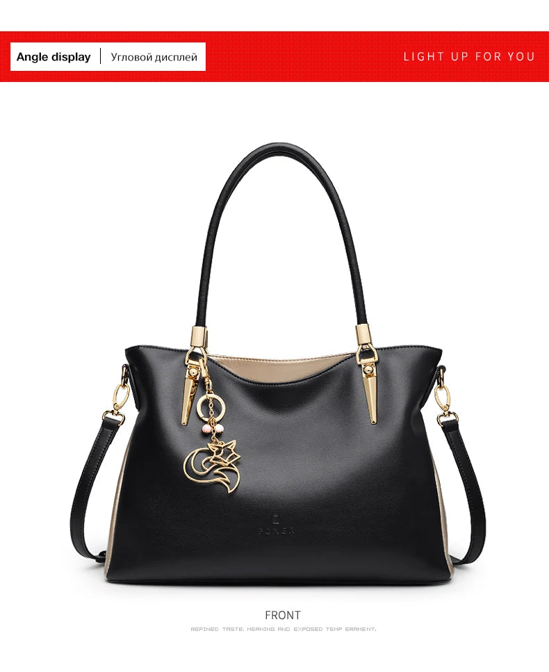 FOXER Leather Women's Shoulder Bag Cowhide Leather Crossbody Bag Luxury Female Handbag Tote Purse Festival Gift for Wife,Mom