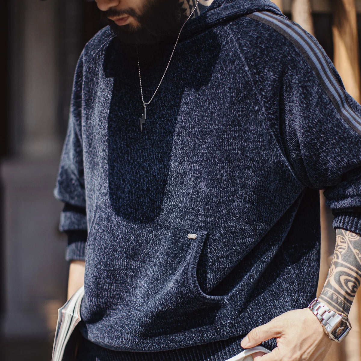 MADEN Navy Chenille Pullover Hoodie