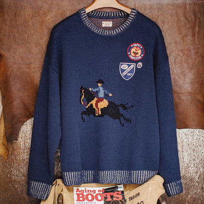 MADEN Equestrian Jacquard Crew-Neck Sweater