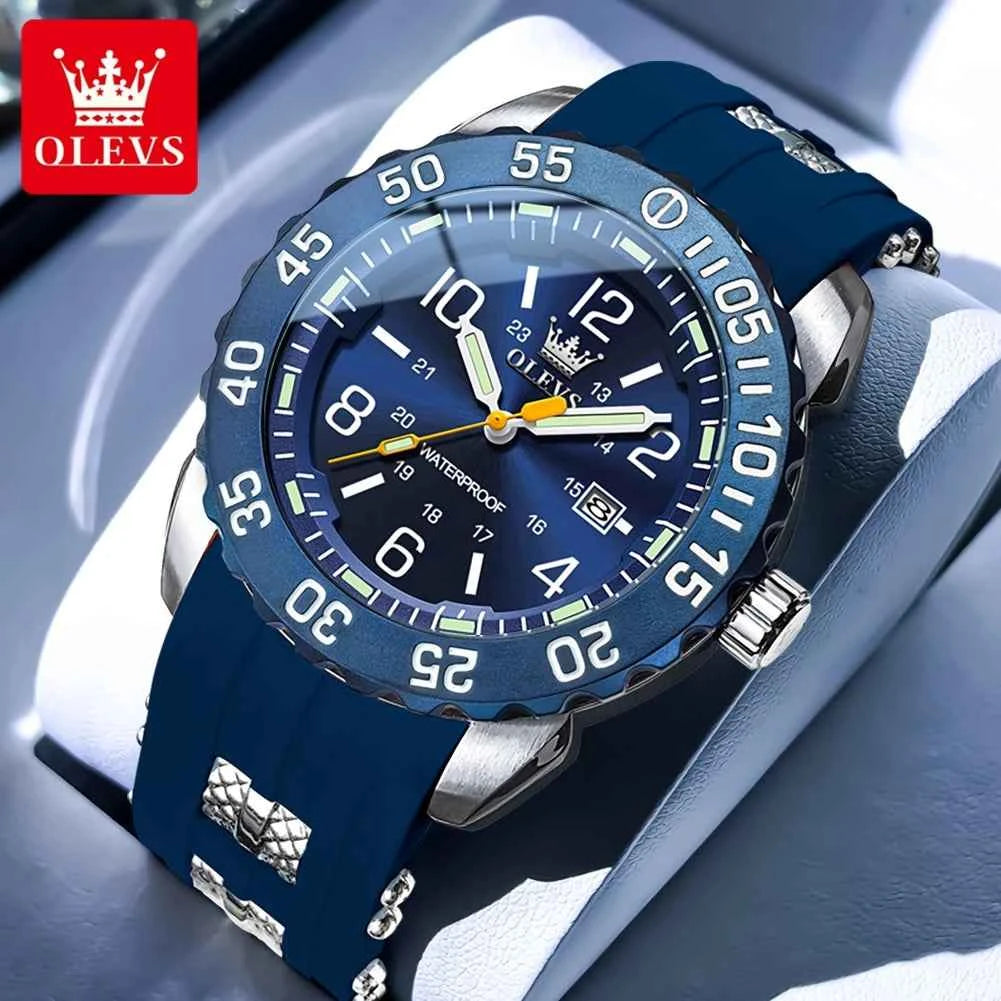 OLEVS 3688 Men's Waterproof Sports Watch with Silicone Strap and Luminous Hollow Out Design
