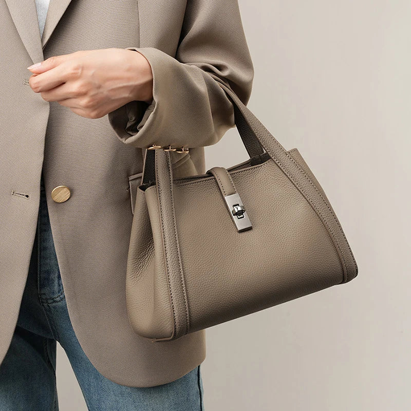 FOXER Brand Genuine Leather Women's Handbag 2026 Fashion Female Bucket Bag Luxury Design Shoulder Bag Versatile Crossbody Purse
